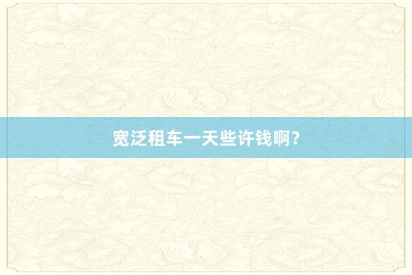 宽泛租车一天些许钱啊?